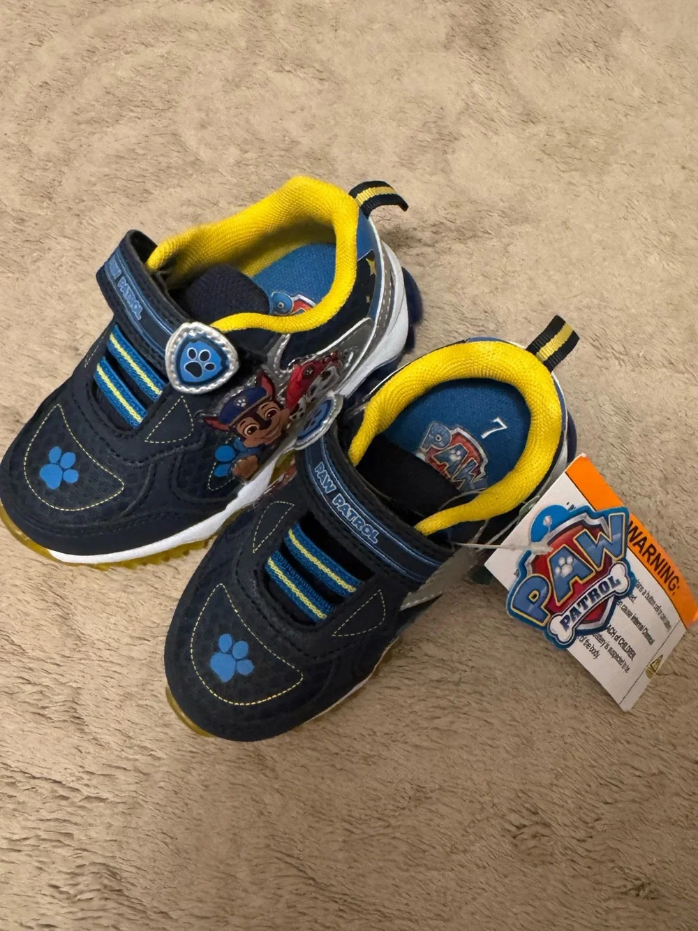 Paw Patrol Navy and Yellow Kids Sneakers with Paw Accent